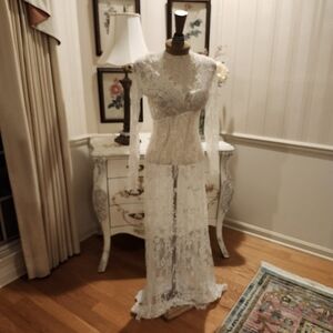 Lace Wedding Honeymoon Beach Summer Evening Dress M L